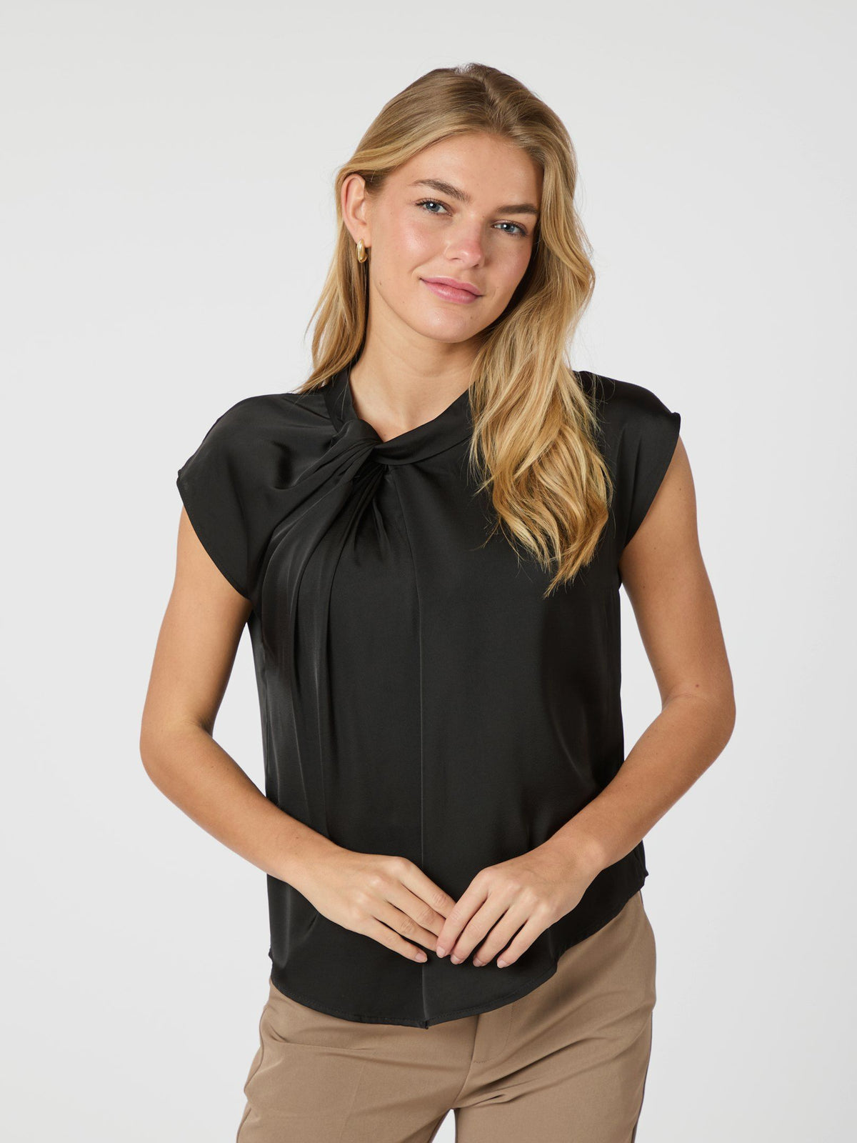 Neo Noir Fleur Drapy Satin Blouse