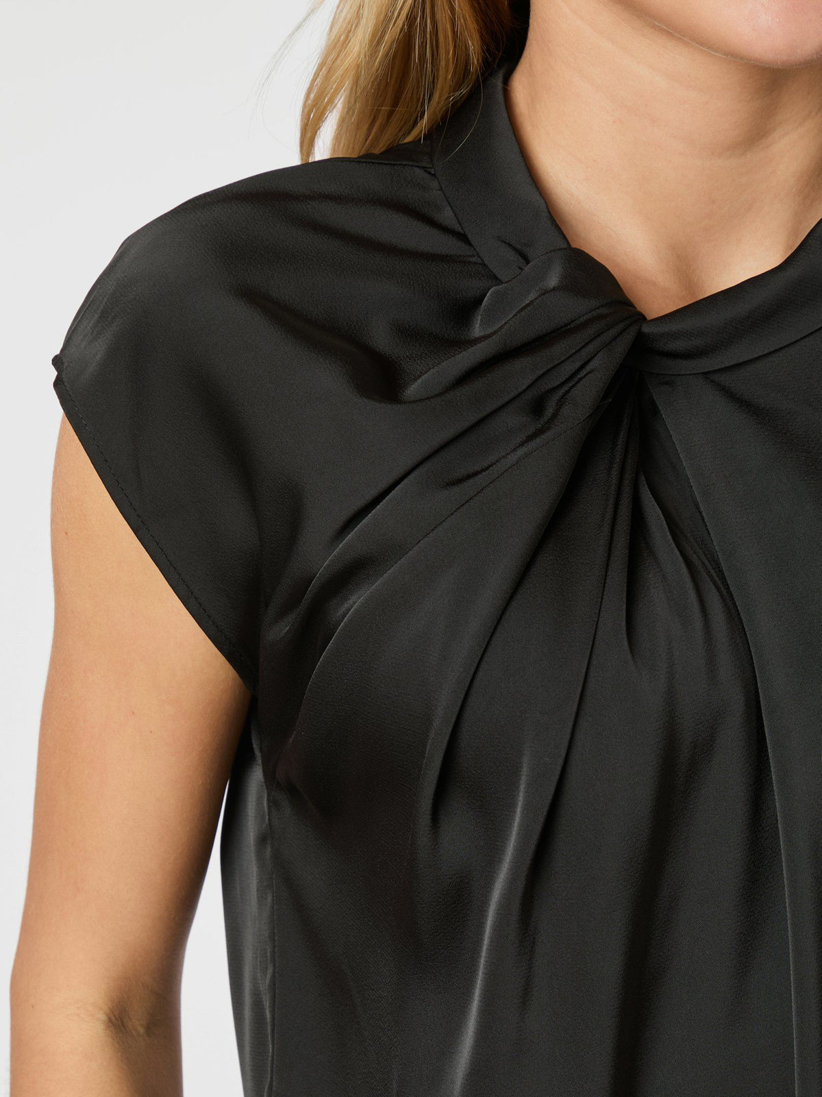 Neo Noir Fleur Drapy Satin Blouse