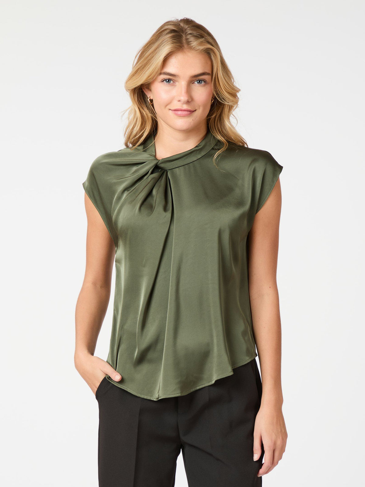 Neo Noir Fleur Drapy Satin Blouse