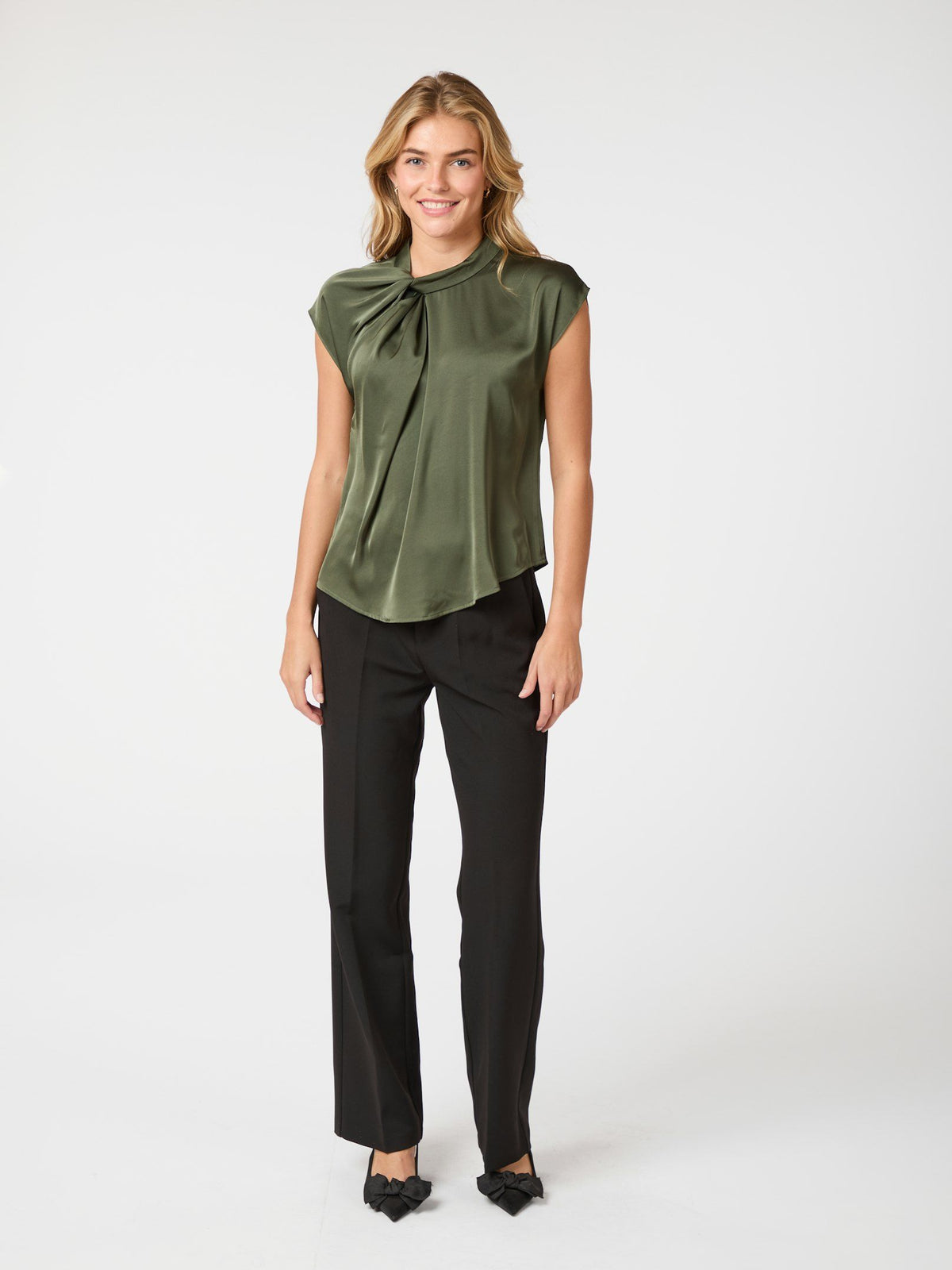 Neo Noir Fleur Drapy Satin Blouse