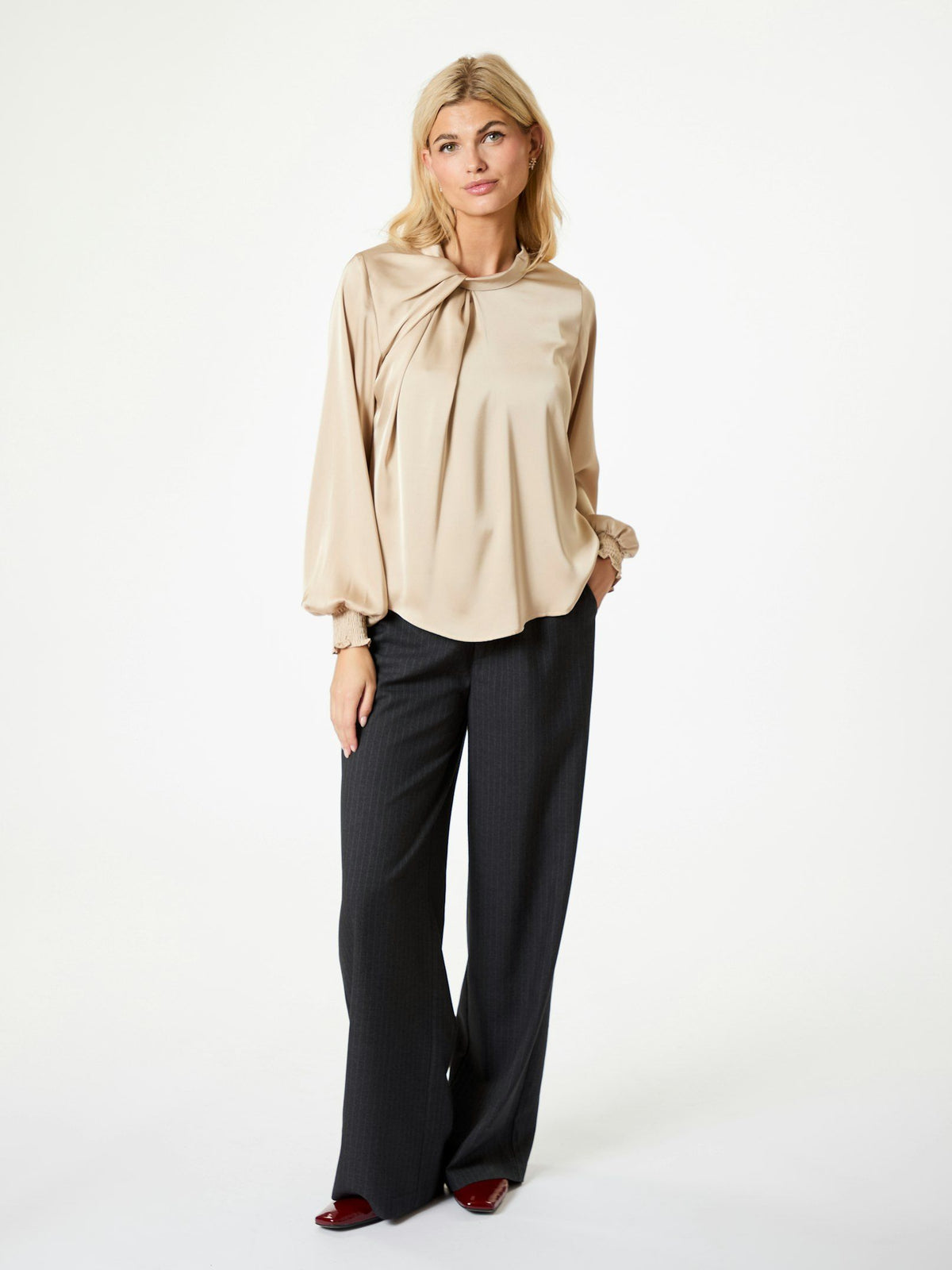 Neo Noir Fairy Drapy Satin Blouse