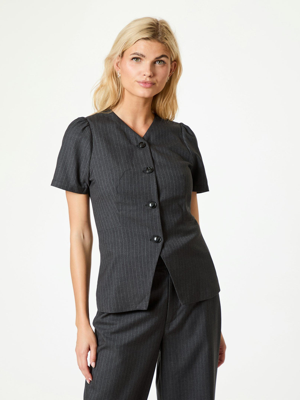 Neo Noir Jules Pinstripe Blouse