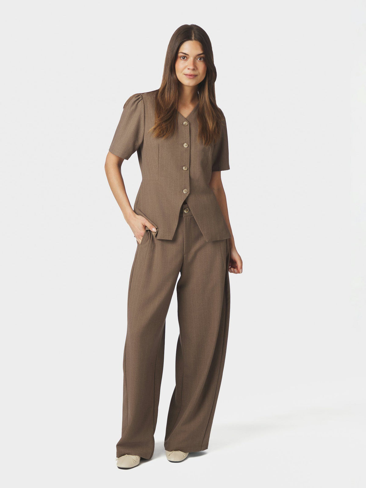 Neo Noir Jules Pinstripe Blouse