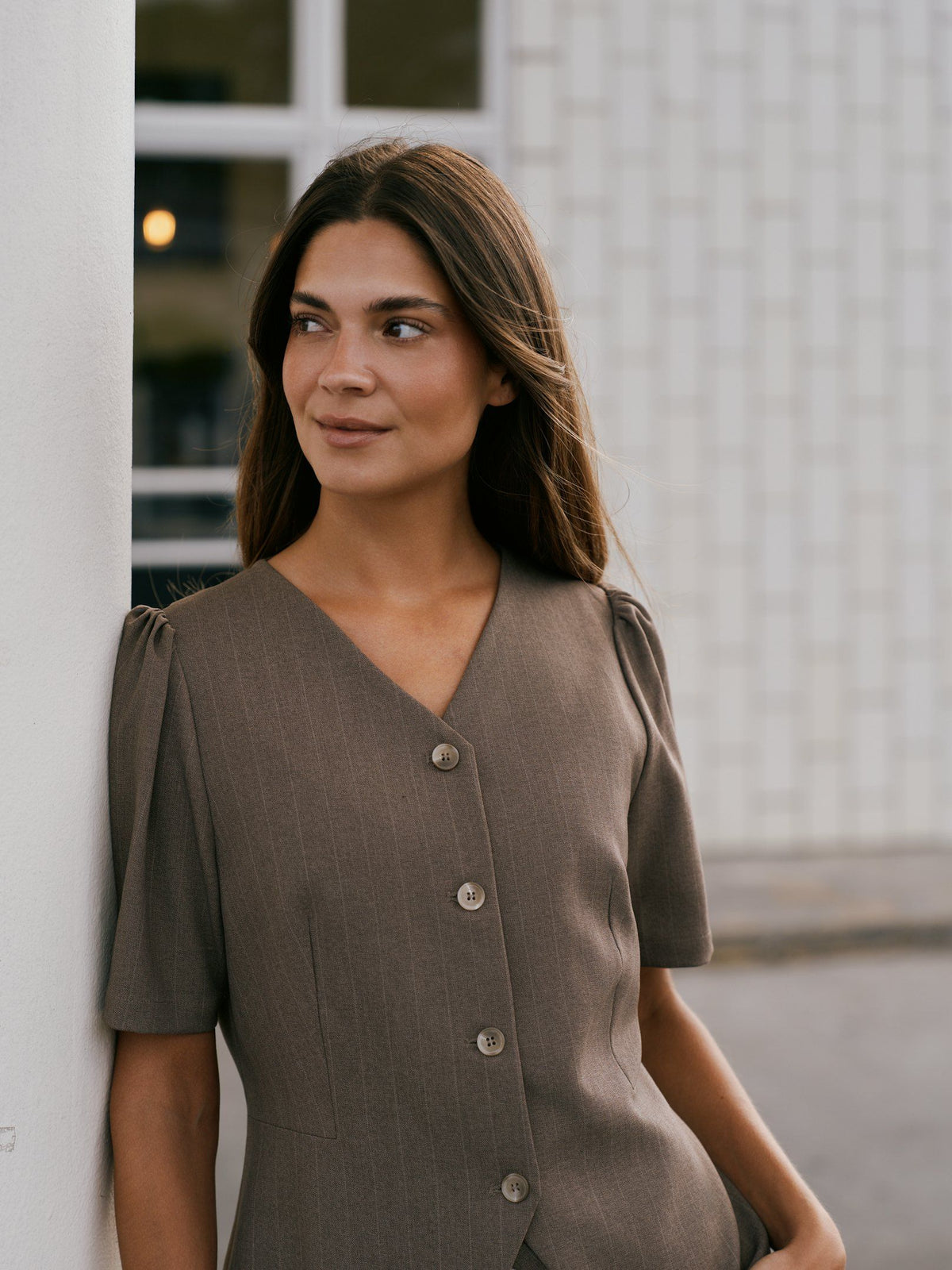 Neo Noir Jules Pinstripe Blouse