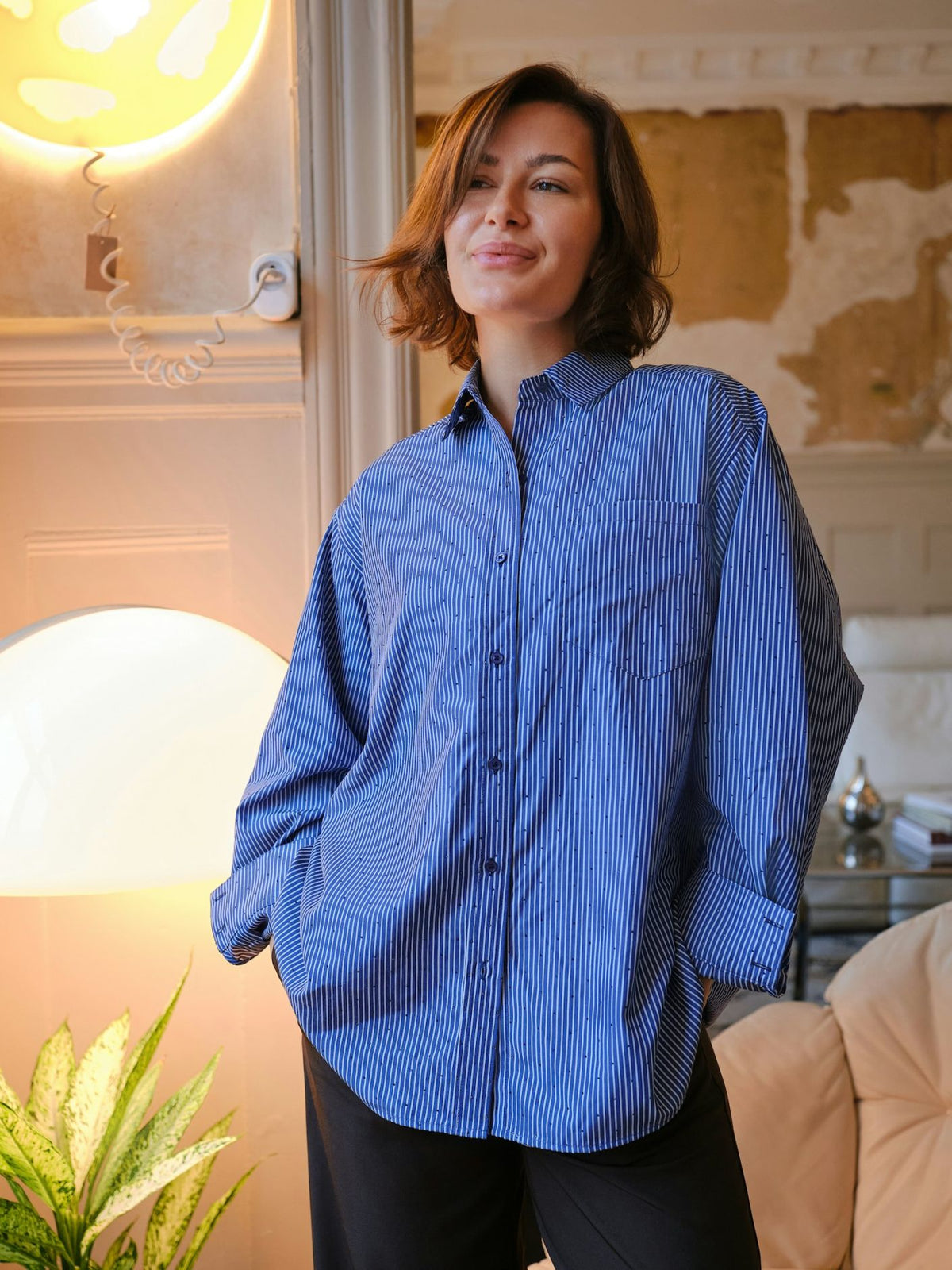 Neo Noir Dalma B Stripe Stone Shirt