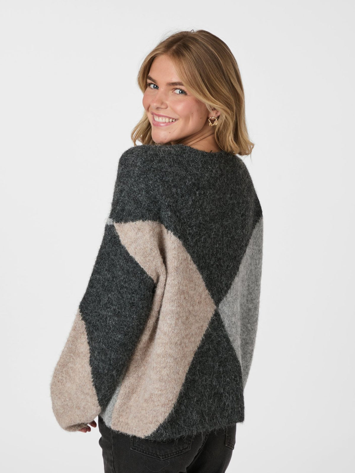 Neo Noir Inga Check Fluff Knit Blouse