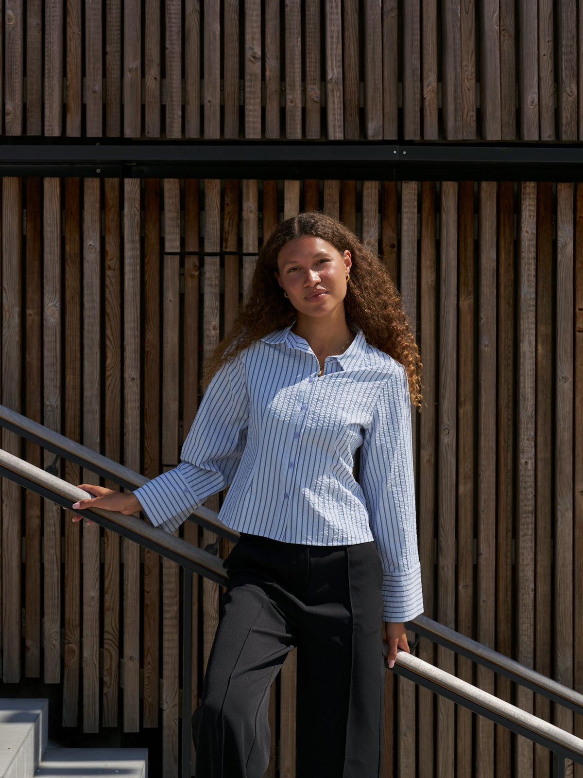Neo Noir Rosa Striped Crepe Shirt