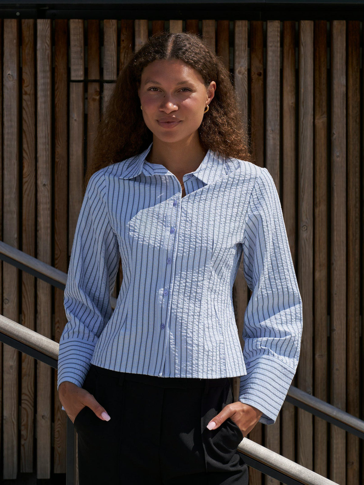 Neo Noir Rosa Striped Crepe Shirt