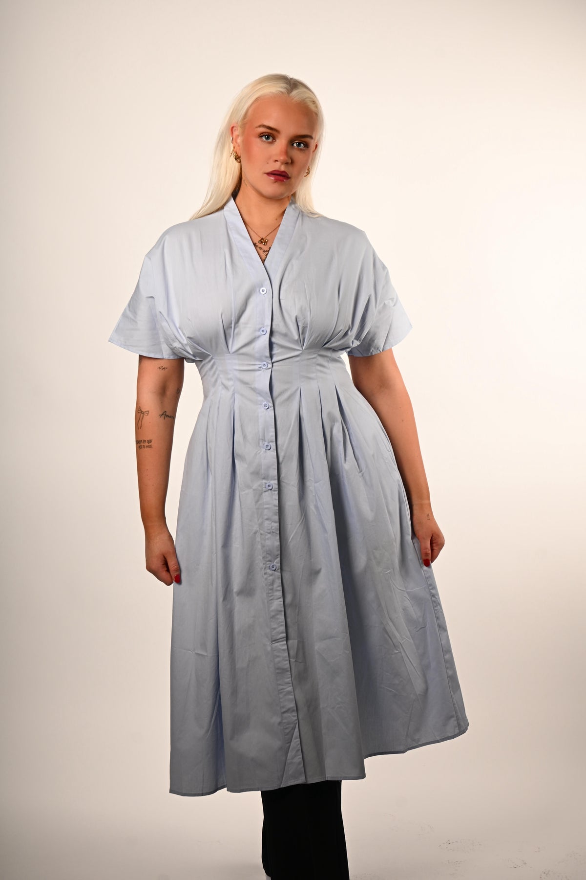 Síður Hnepptur Kjóll