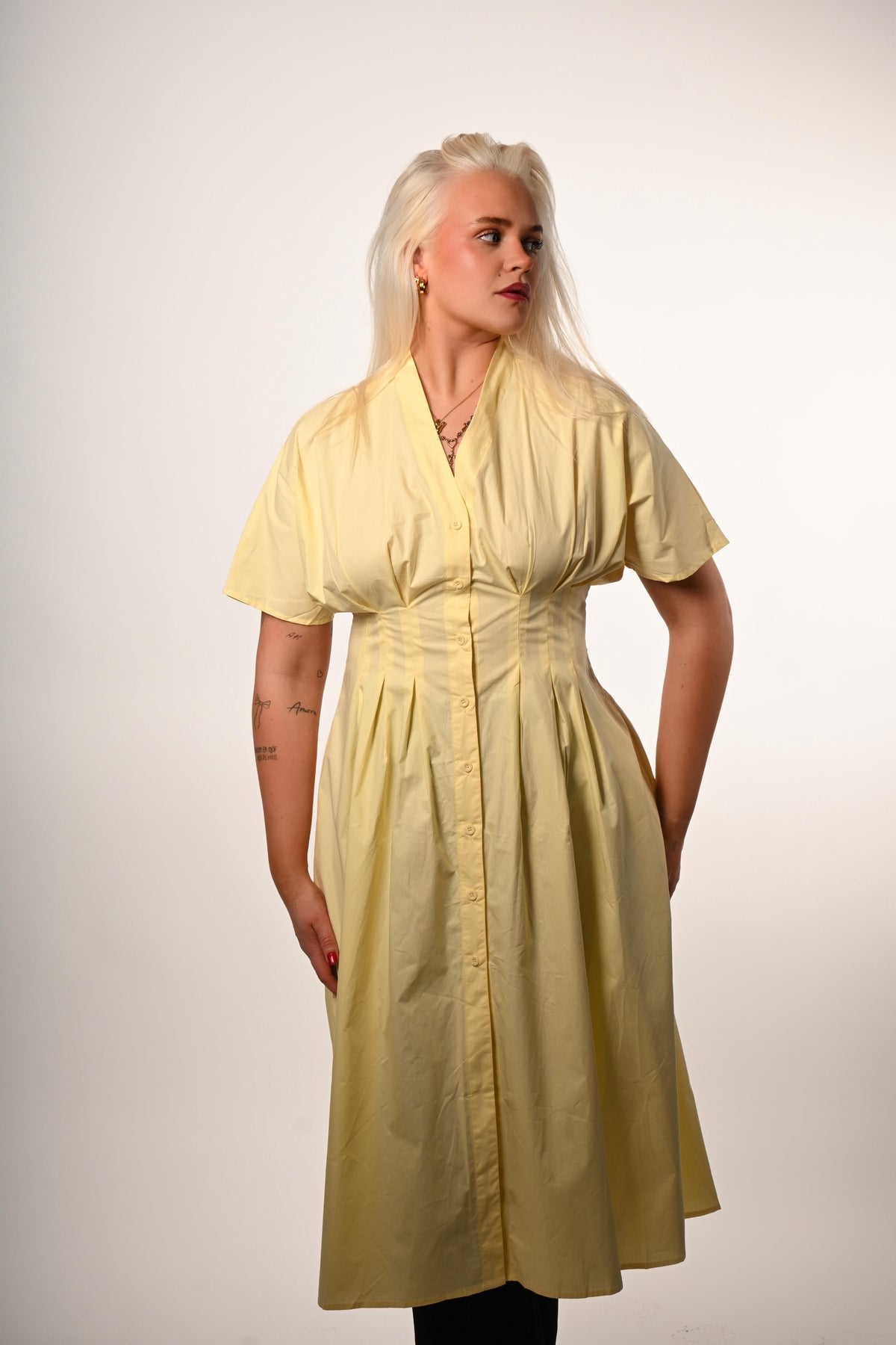 Síður Hnepptur Kjóll