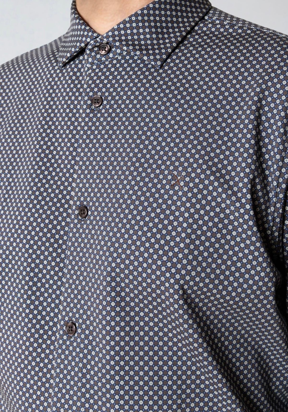 Clean Cut Copenhagen - Formal AOP Stretch Skyrta Dark Brown