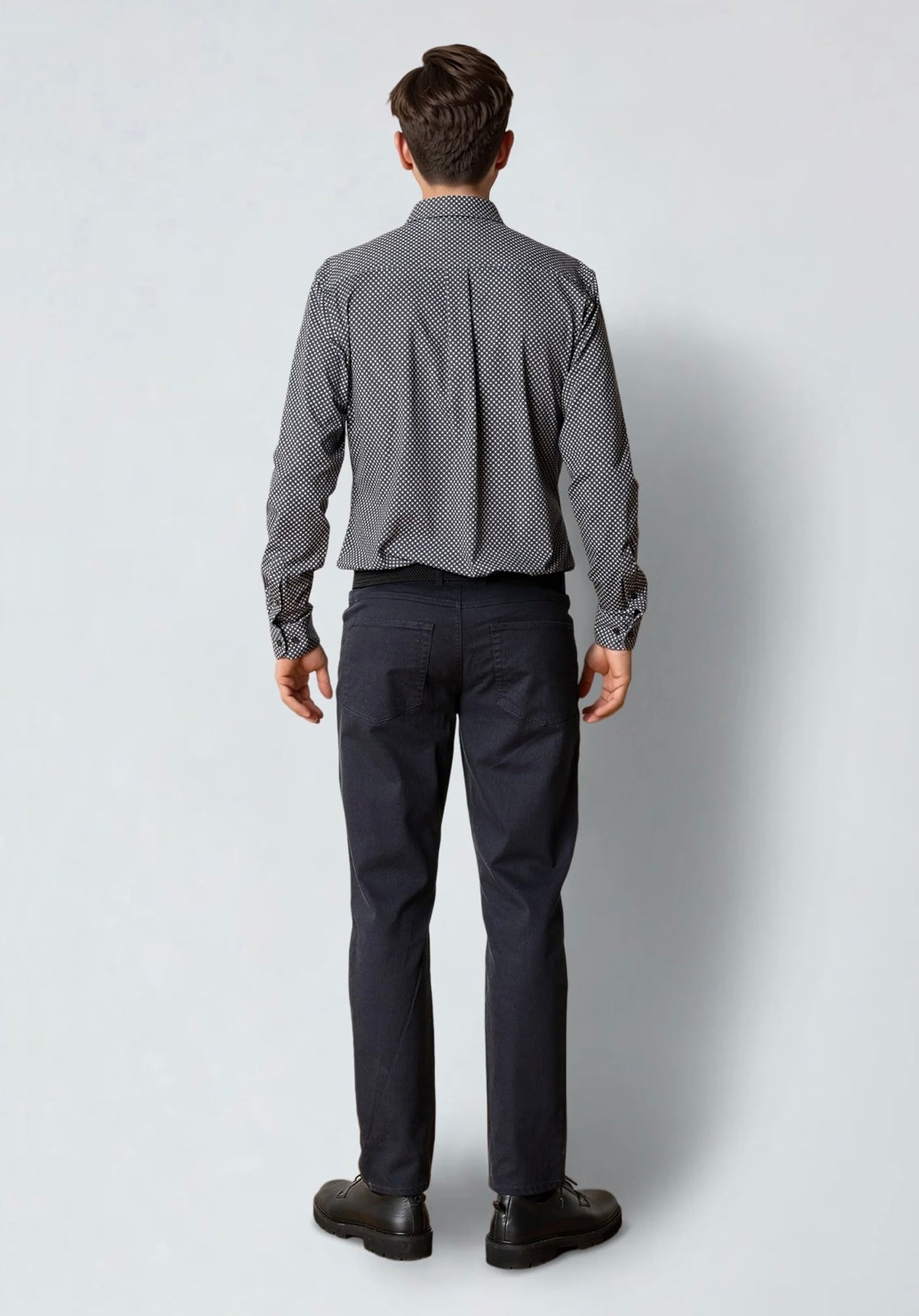 Clean Cut Copenhagen - Formal AOP Stretch Skyrta Dark Brown