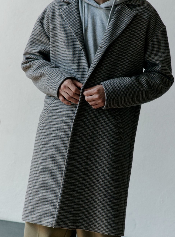 Casual Friday Claes Houndstooth Cheked Relaxed Coat