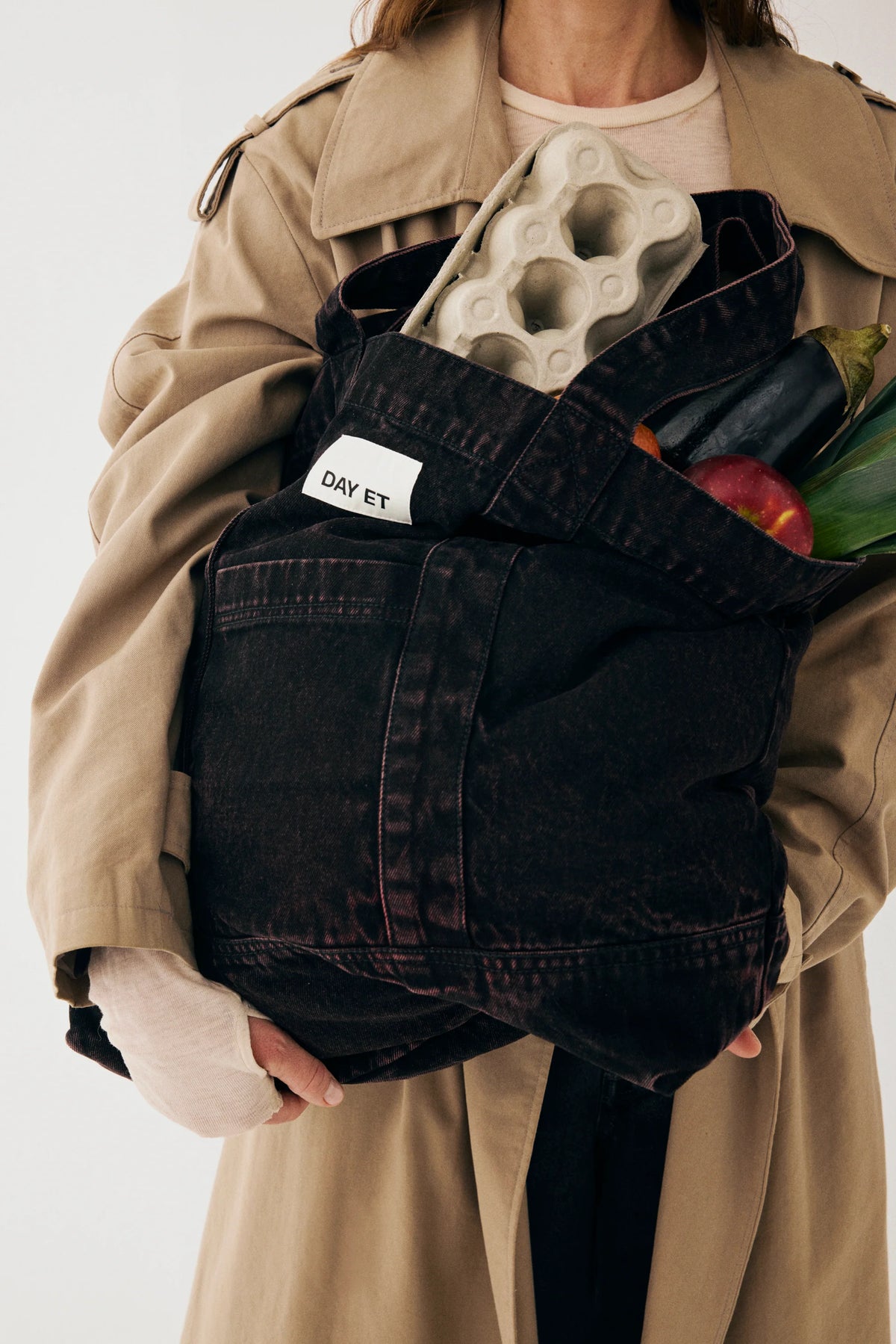 DAY-ET Large Washed Denim Shoulder Bag