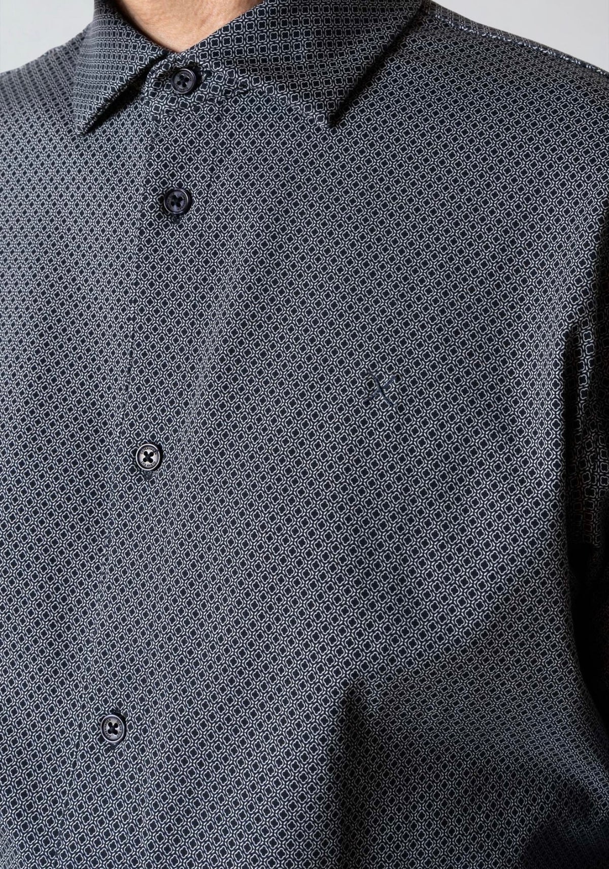 Clean Cut Copenhagen - Formal AOP Stretch Skyrta Dark Navy